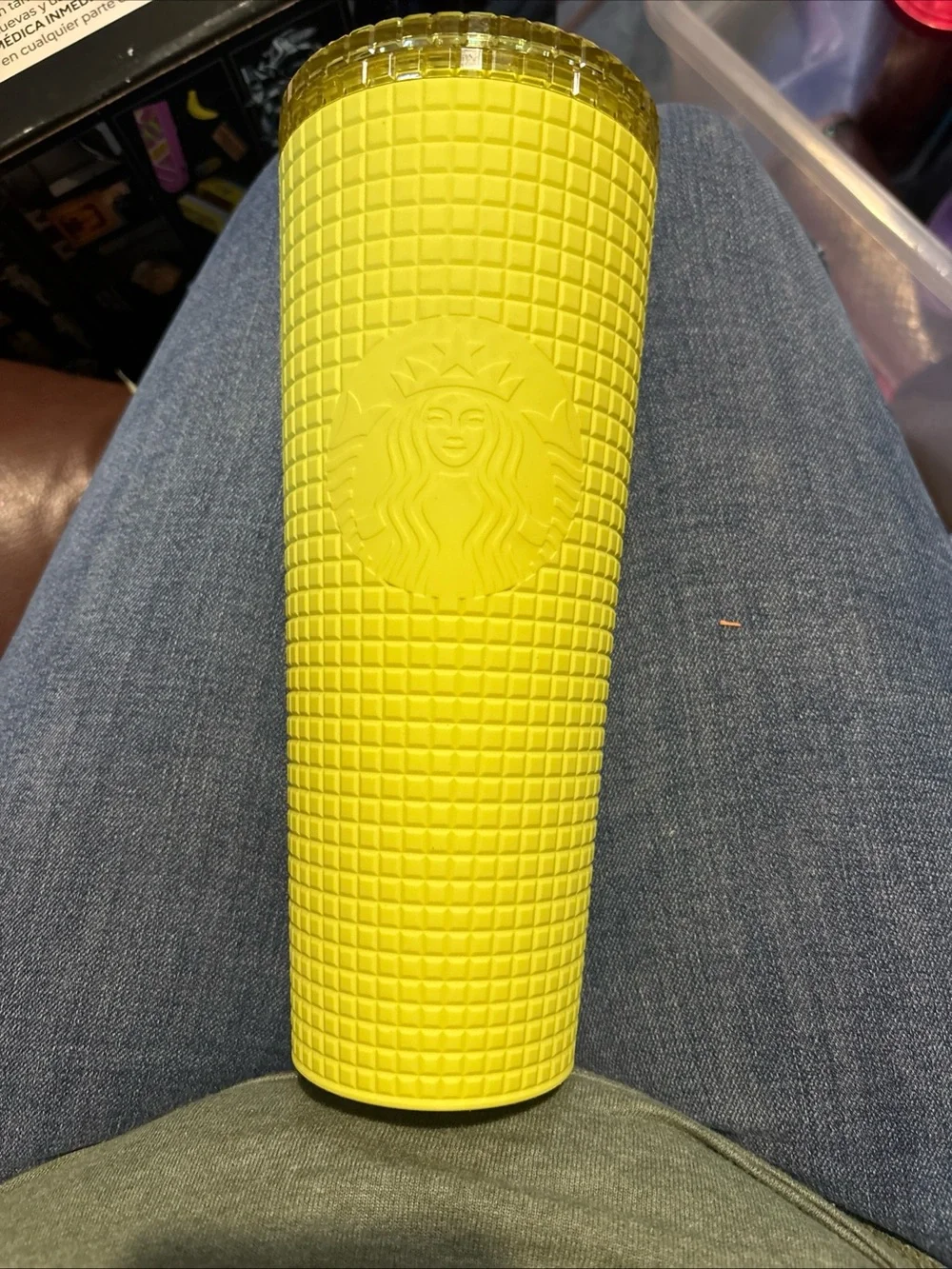 Starbucks Neon Yellow Textured Tumbler with Embossed Siren